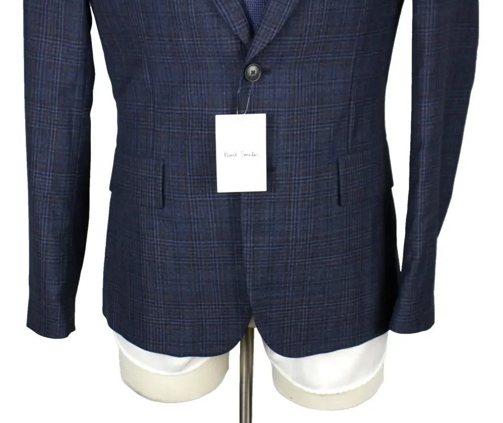 Paul Smith Sport Coat 38 R (48 EU) Mens Blue Plaid Wool Two Button Blazer